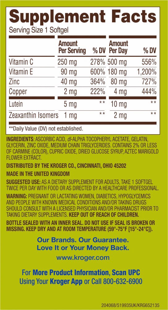 slide 3 of 3, Kroger Vision Shield Advanced Eye Health Softgel Dietary Supplement, 120 ct