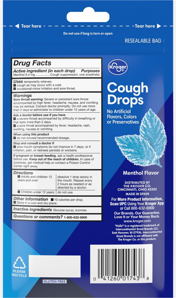 slide 2 of 2, Kroger Menthol Cough Drops, 30 ct