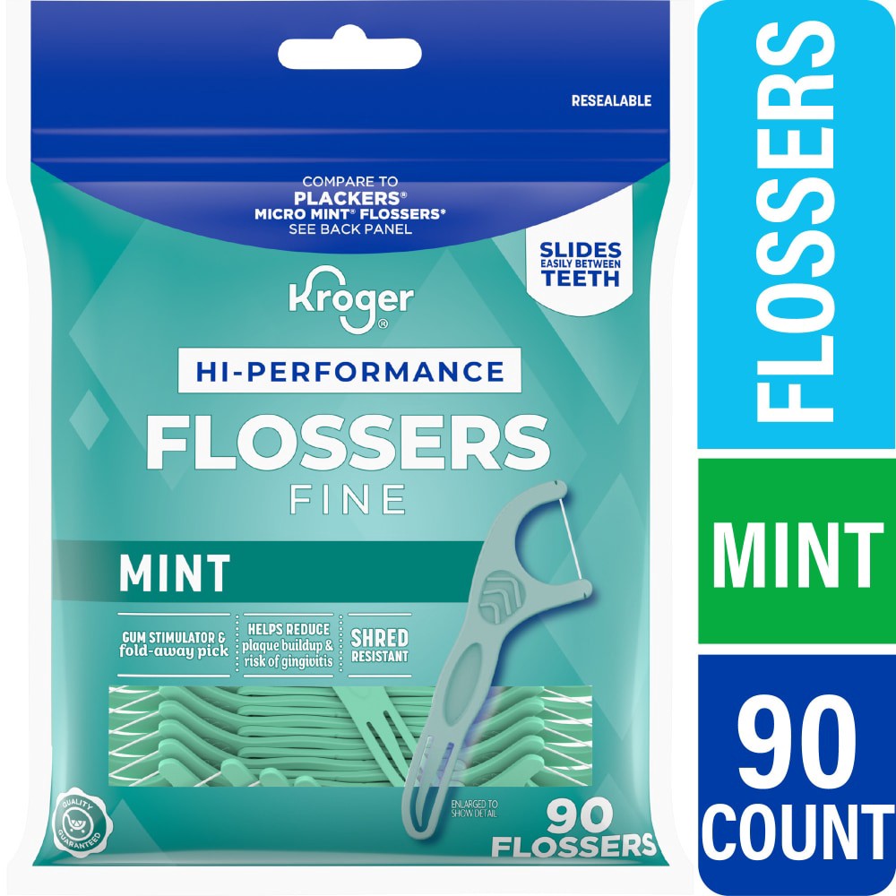 slide 5 of 6, Kroger Hi-Performance Mint Flossers, 90 ct
