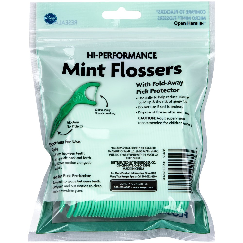 slide 2 of 2, Kroger Hi-Performance Mint Flossers, 90 ct