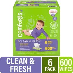 Comforts Clean Scent Baby Wipes 6Pk/100 Ct