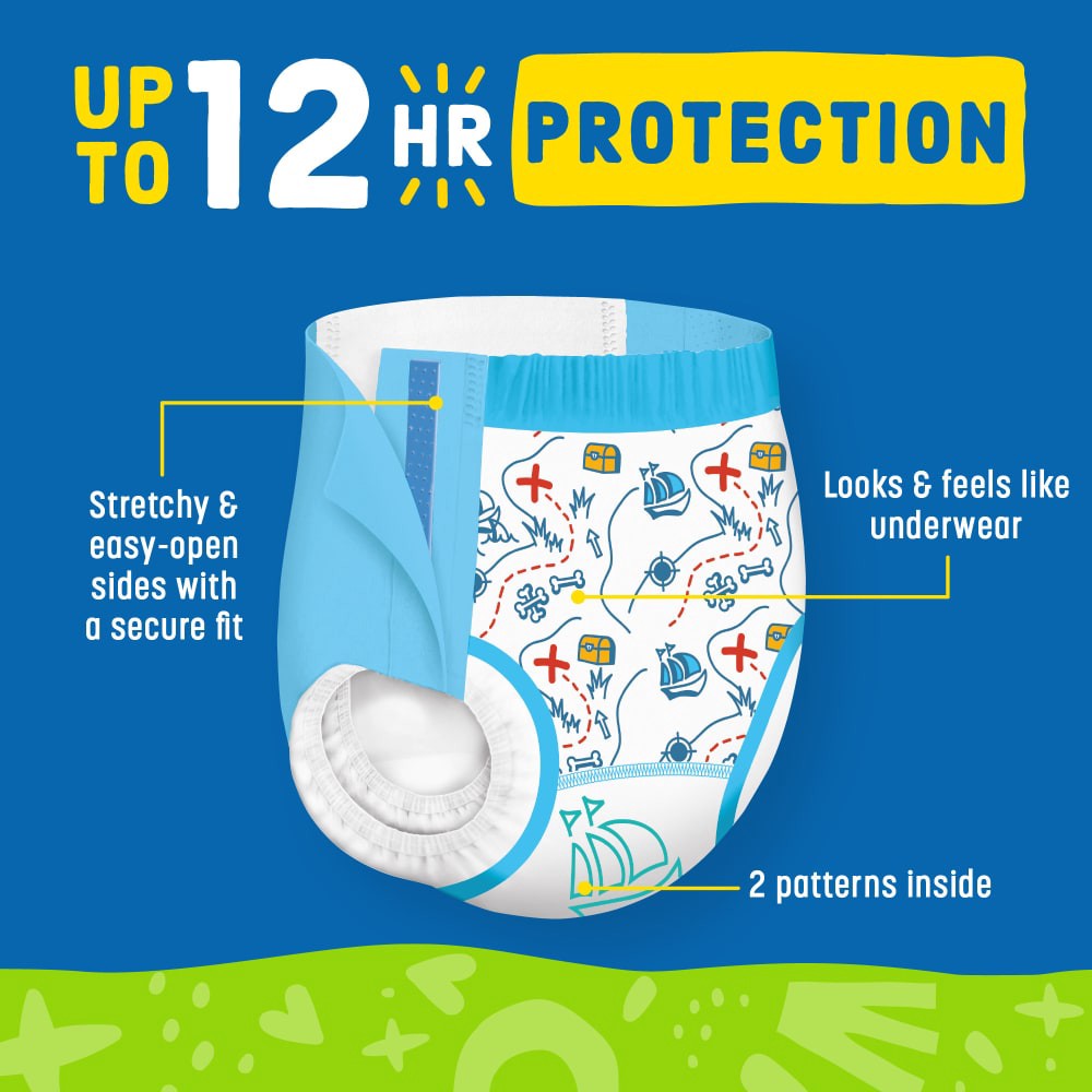 slide 4 of 5, Comforts™ Day or Night Training Pants Boys 4T-5T (37+ lbs), 56 ct