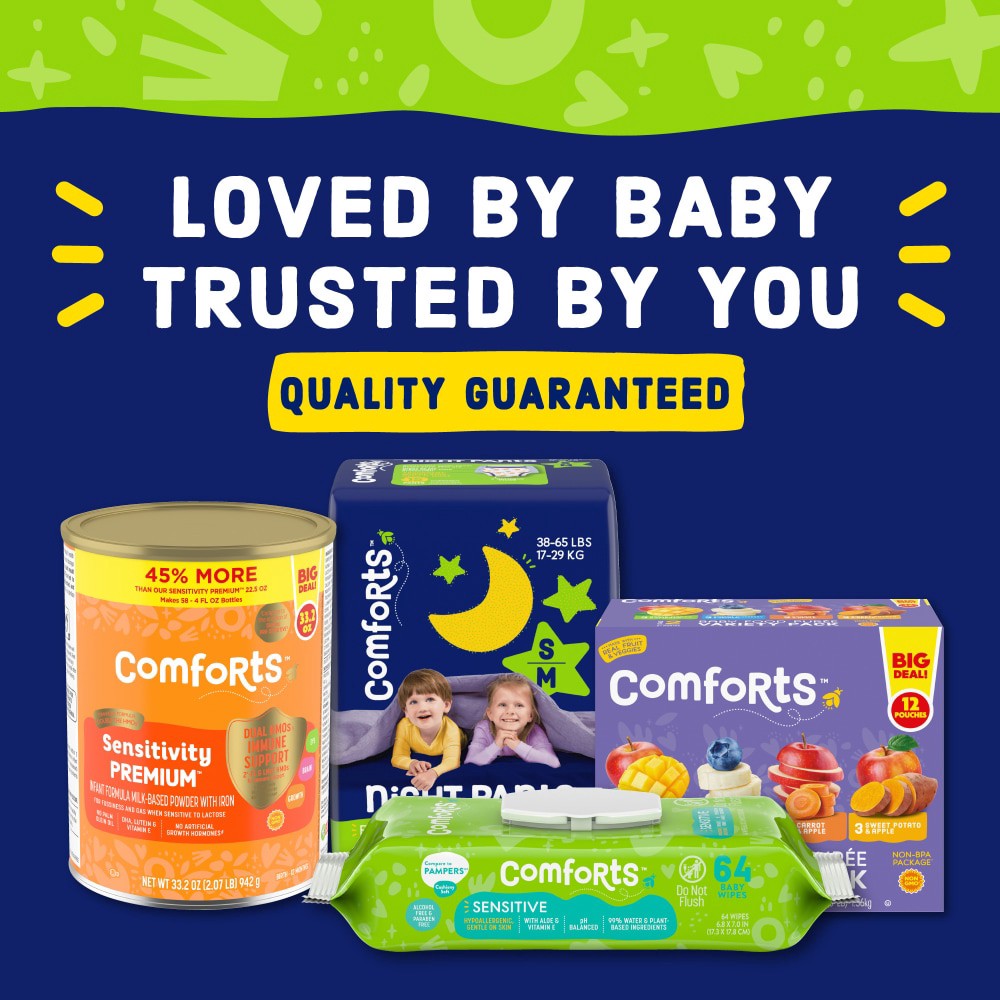 slide 3 of 5, Comforts Nite Pants Sm-Med (38-65 Lbs), 15 ct