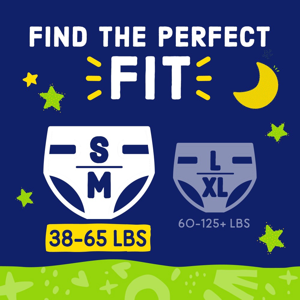 slide 2 of 5, Comforts Nite Pants Sm-Med (38-65 Lbs), 15 ct