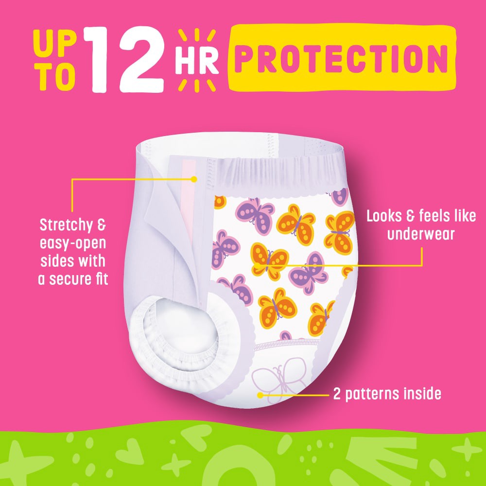 slide 3 of 5, Comforts Girls Training Pants Size 3T-4T (32-40 Lbs), 23 ct