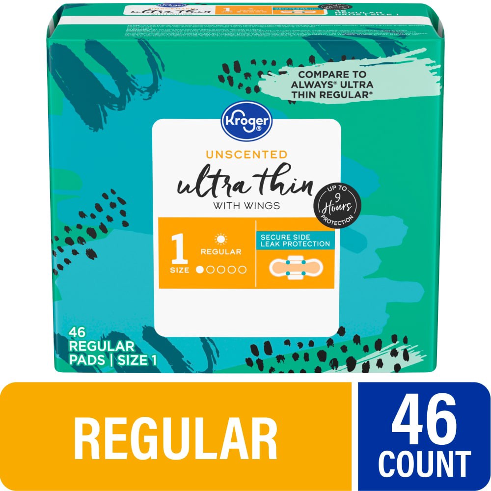 slide 4 of 5, Kroger® Ultra Thin Regular Pads, 46 ct