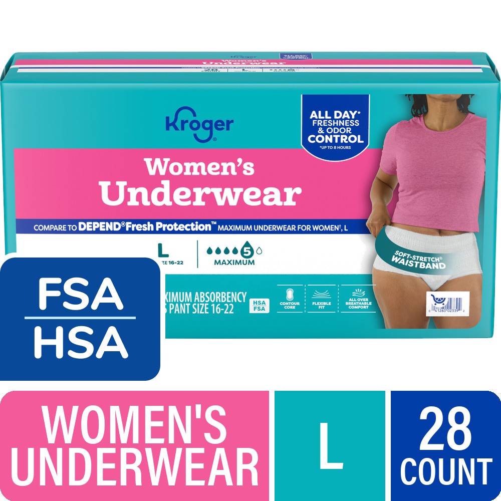 slide 4 of 5, Kroger® Maximum Absorbency Women's Large Incontinence Underwear, 28 ct