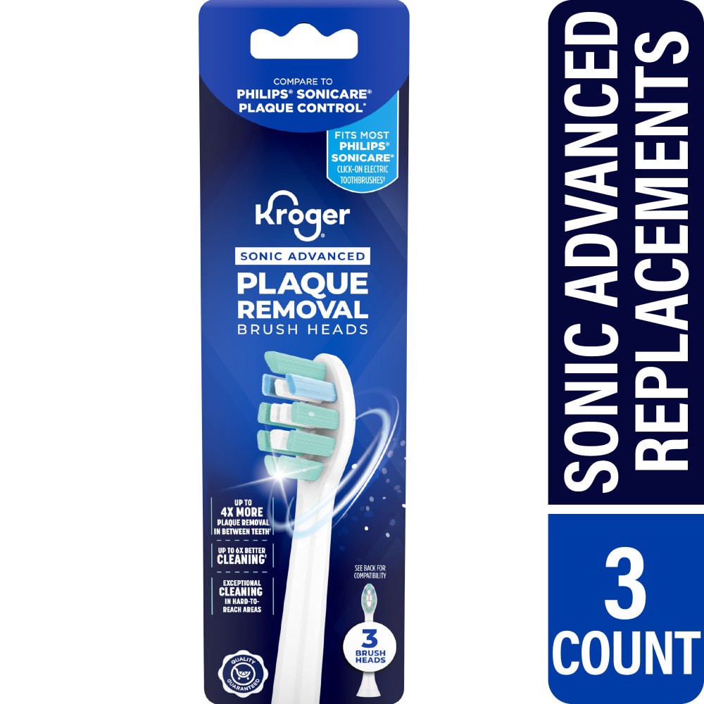 slide 2 of 5, Kroger® Sonic Advanced Plaque Removal Brush Heads, 3 ct