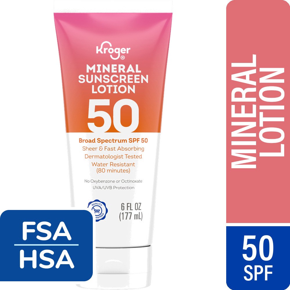 slide 3 of 4, Kroger® Mineral Sunscreen Lotion SPF 50 Fragrance Free, 6 fl oz
