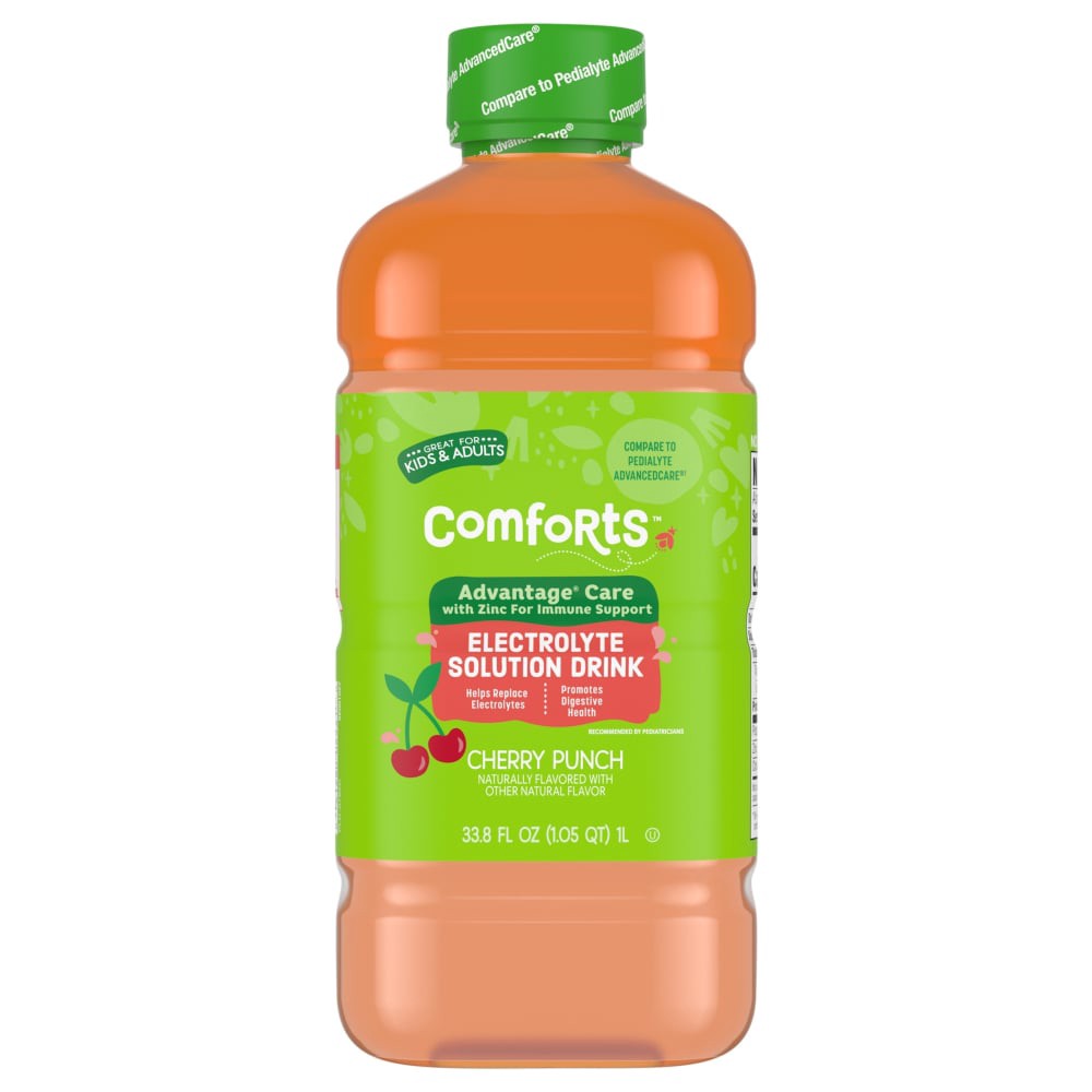 slide 2 of 2, Comforts™ Advantage® Care Cherry Punch Flavored Electrolyte Solution Drink, 33.8 fl oz