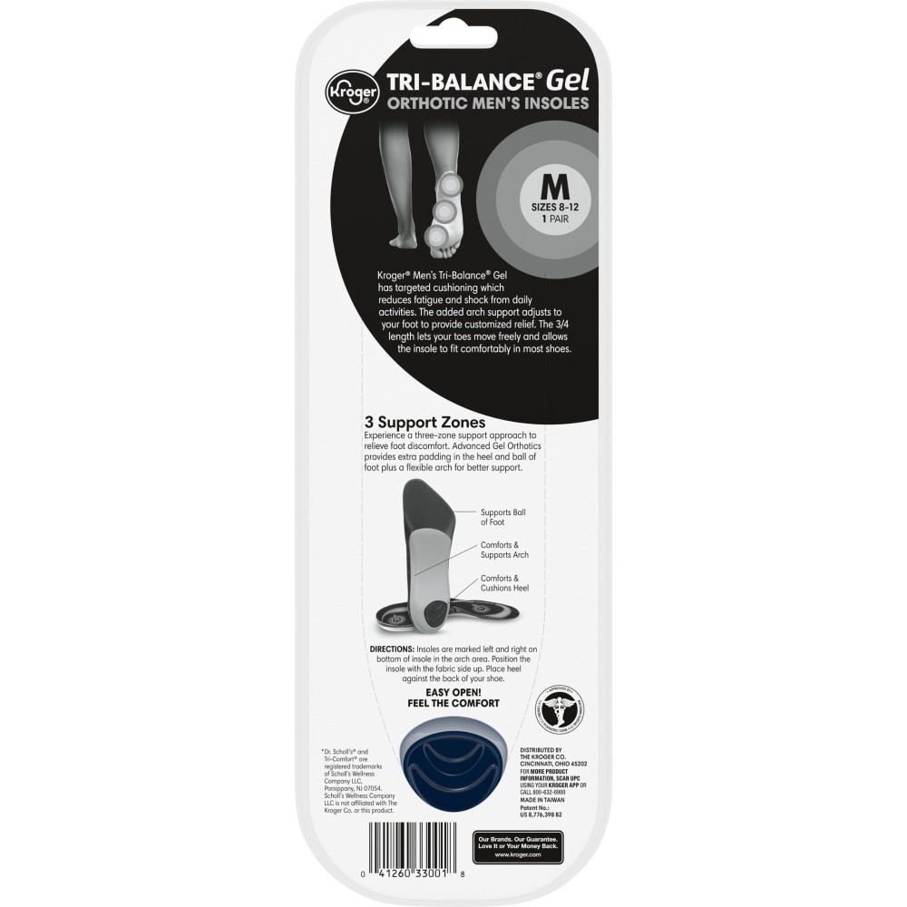 slide 2 of 2, Kroger Men's Tri-Balance Gel Insole, 1 pair