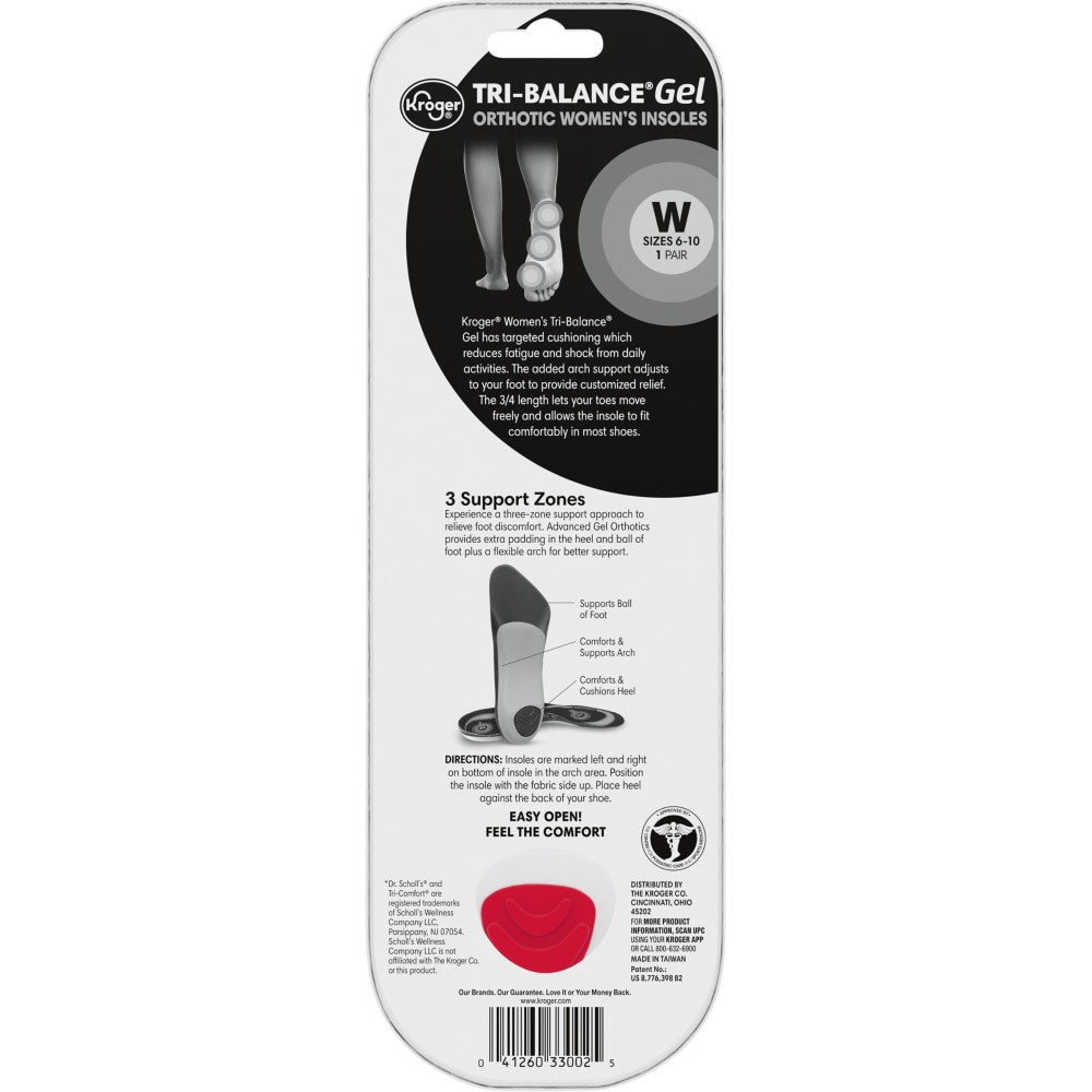 slide 4 of 4, Kroger Women's Tri-Balance Insoles, 1 pair