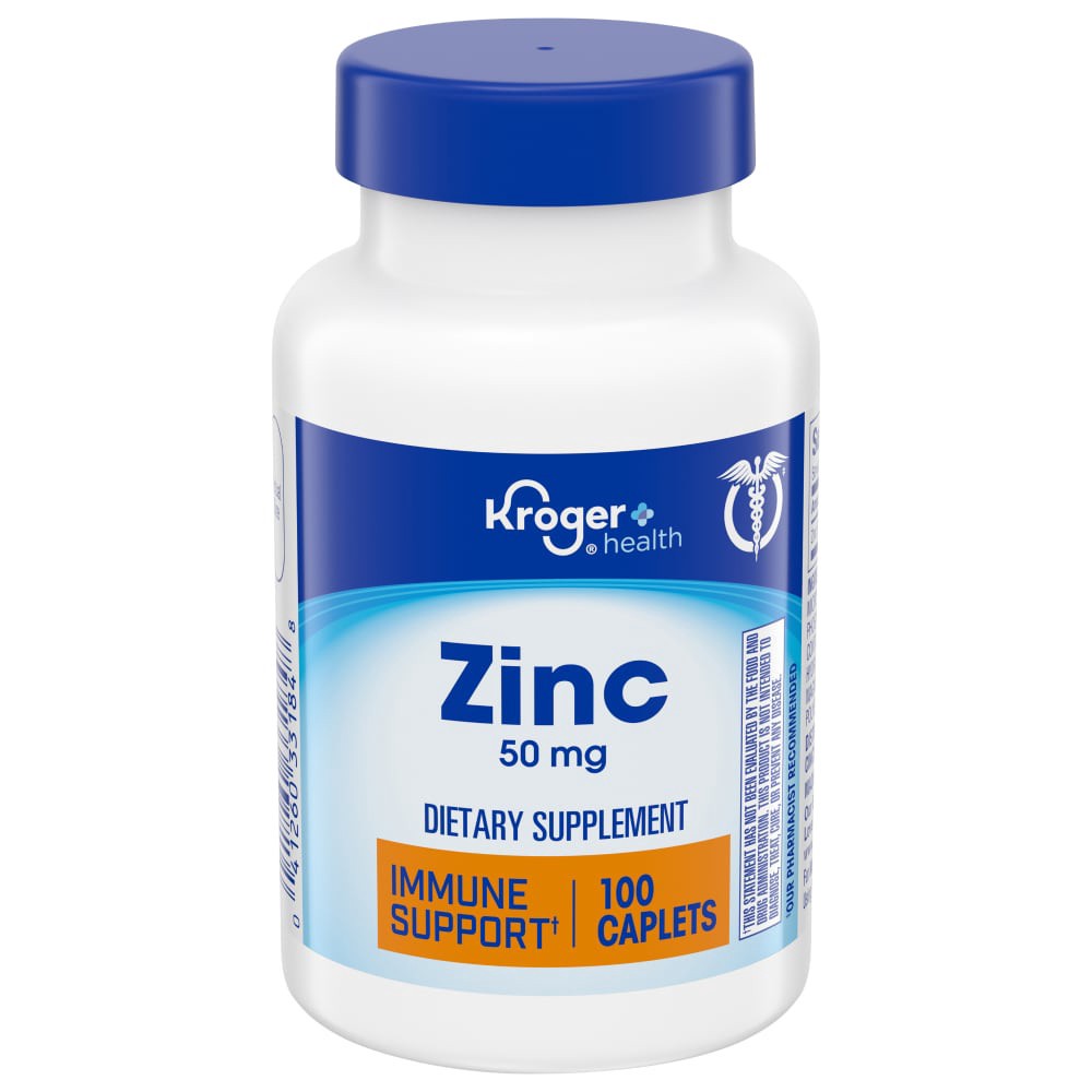 slide 3 of 3, Kroger Zinc 50 Mg Caplets, 100 ct