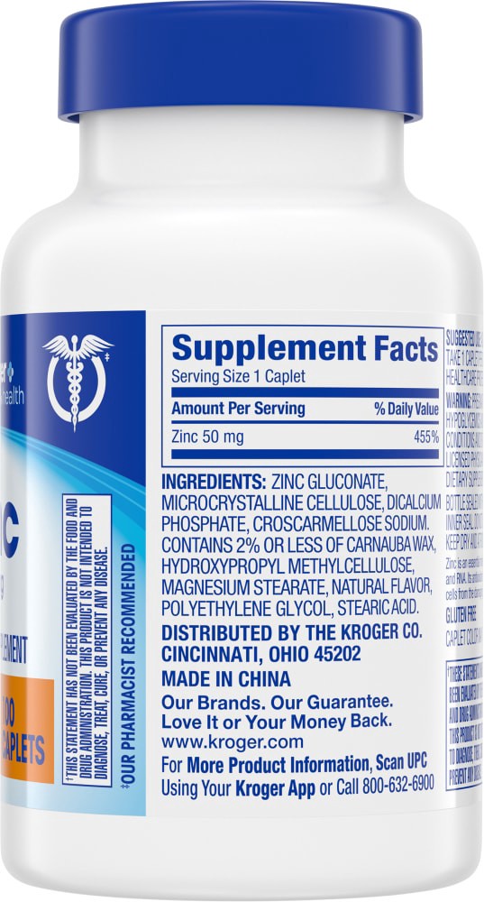 slide 2 of 3, Kroger Zinc 50 Mg Caplets, 100 ct
