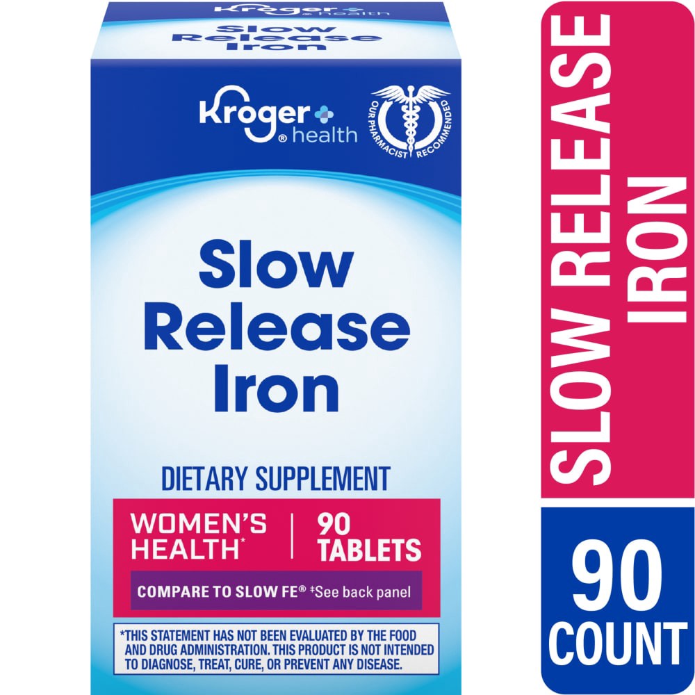 slide 3 of 3, Kroger Women's Health Slow Release Iron Tablets, 90 ct