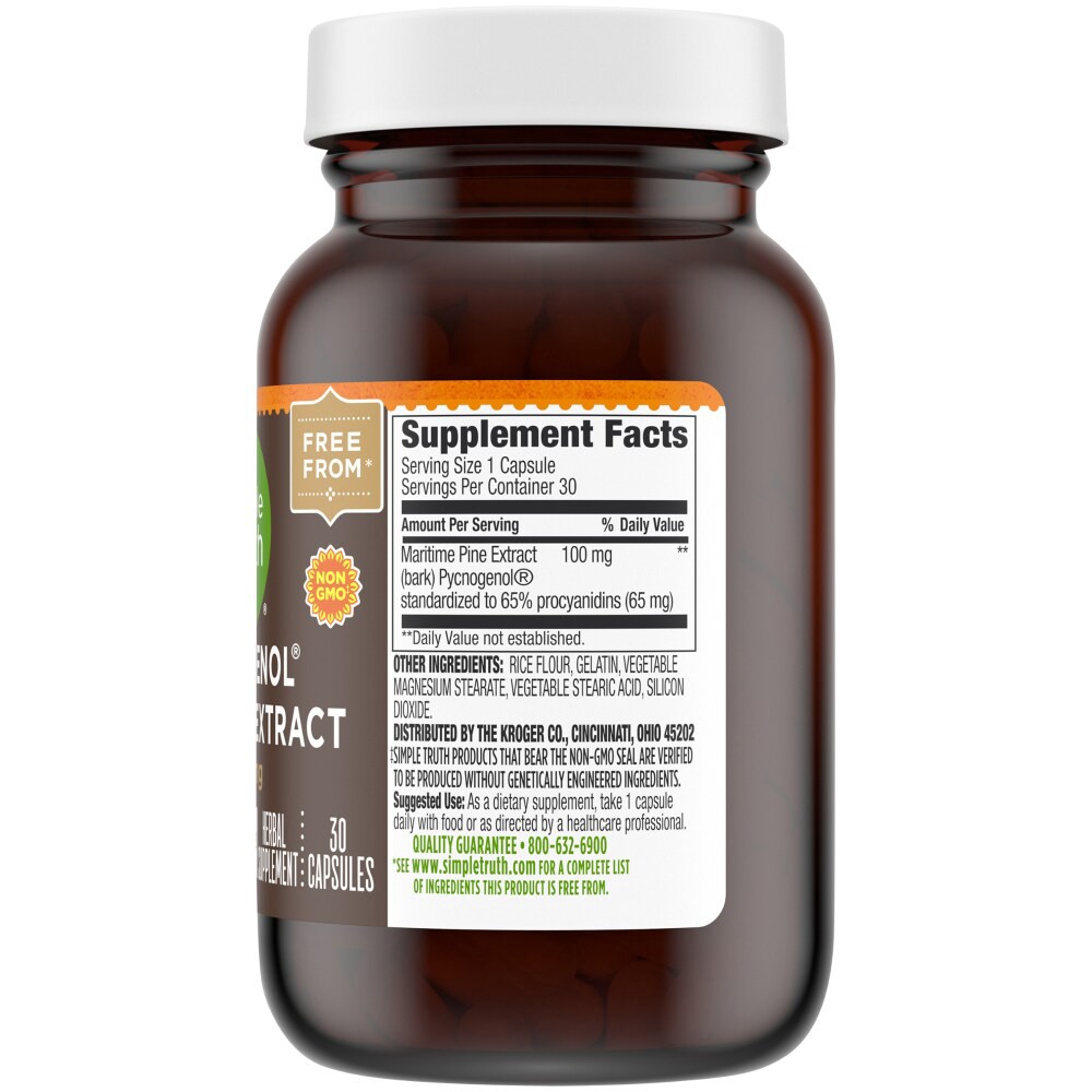 slide 2 of 3, Simple Truth Pycnogenol Pine Bark Extract 100 Mg Capsules, 30 ct