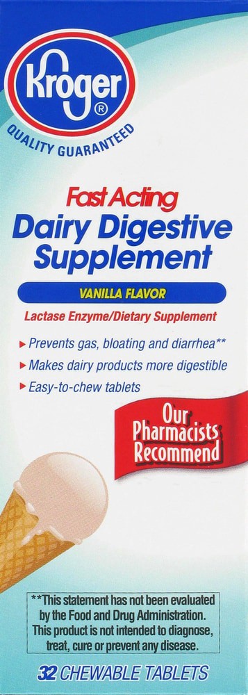 slide 3 of 5, Kroger Vanilla Flavor Dairy Relief Chewable Tablets, 32 ct