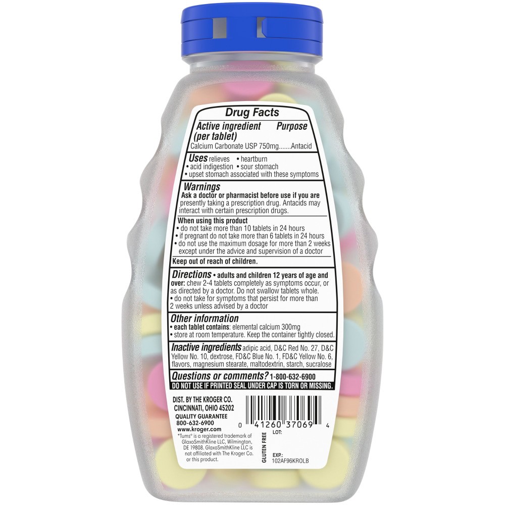 slide 2 of 4, Kroger Extra Strength Assorted Fruit Flavor Antacid Chewable Tablets, 96 ct