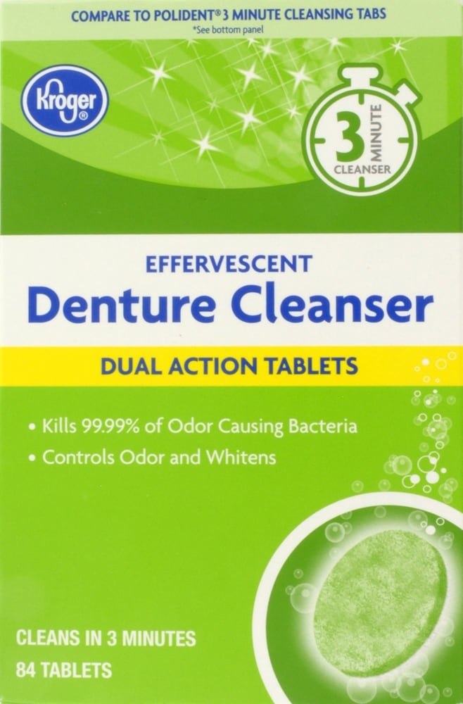 slide 2 of 2, Kroger Effervescent Dual-Action Denture Cleanser Tablets, 84 ct