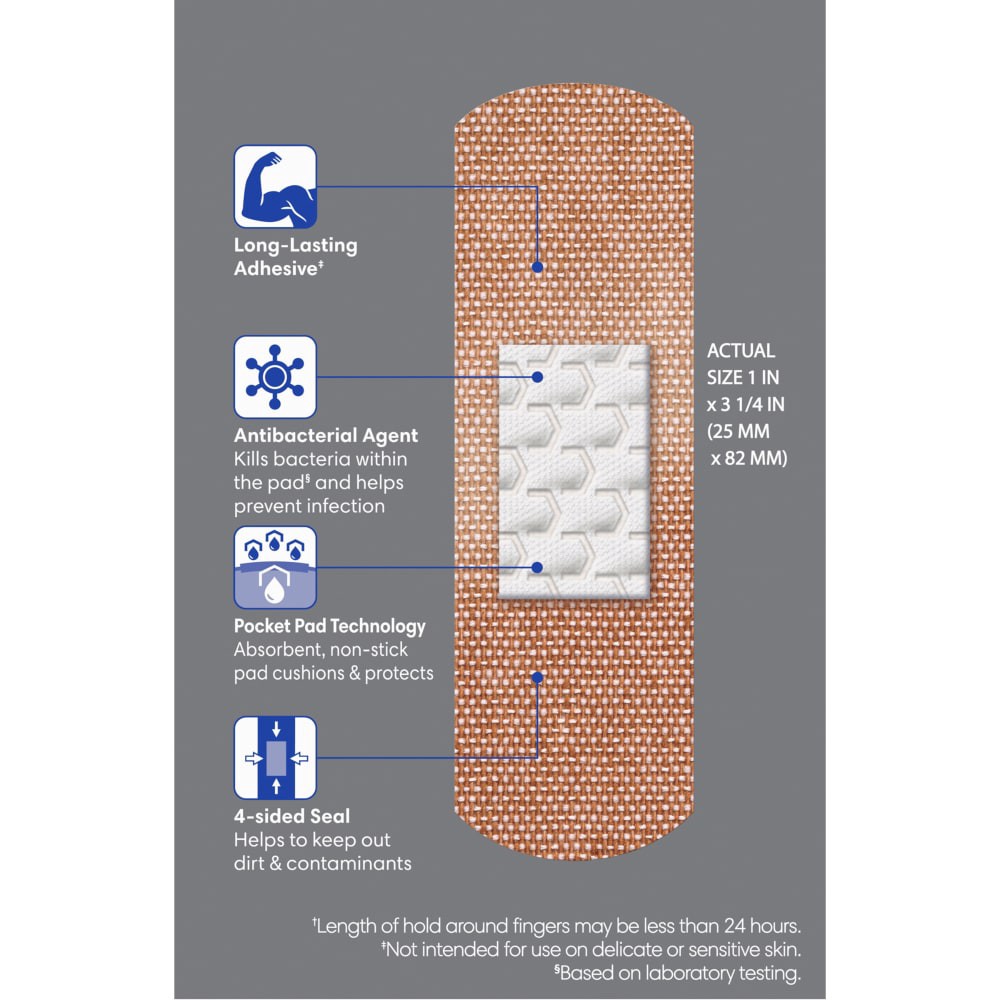 slide 3 of 4, Kroger Advanced Antibacterial Strong Strips Bandages, 20 ct