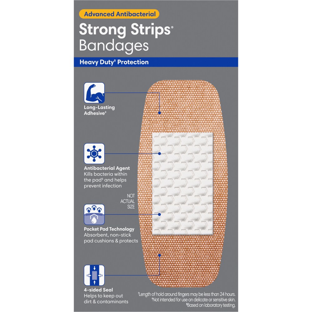 slide 4 of 6, Kroger Advanced Antibacterial Fabric Bandages Extra Large 1 3/4 In X 4 In, 10 ct