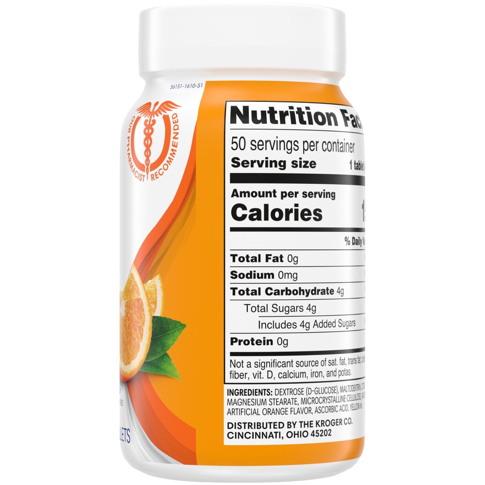 slide 2 of 3, Kroger Orange Flavored Glucose Chewable Tablets, 50 ct