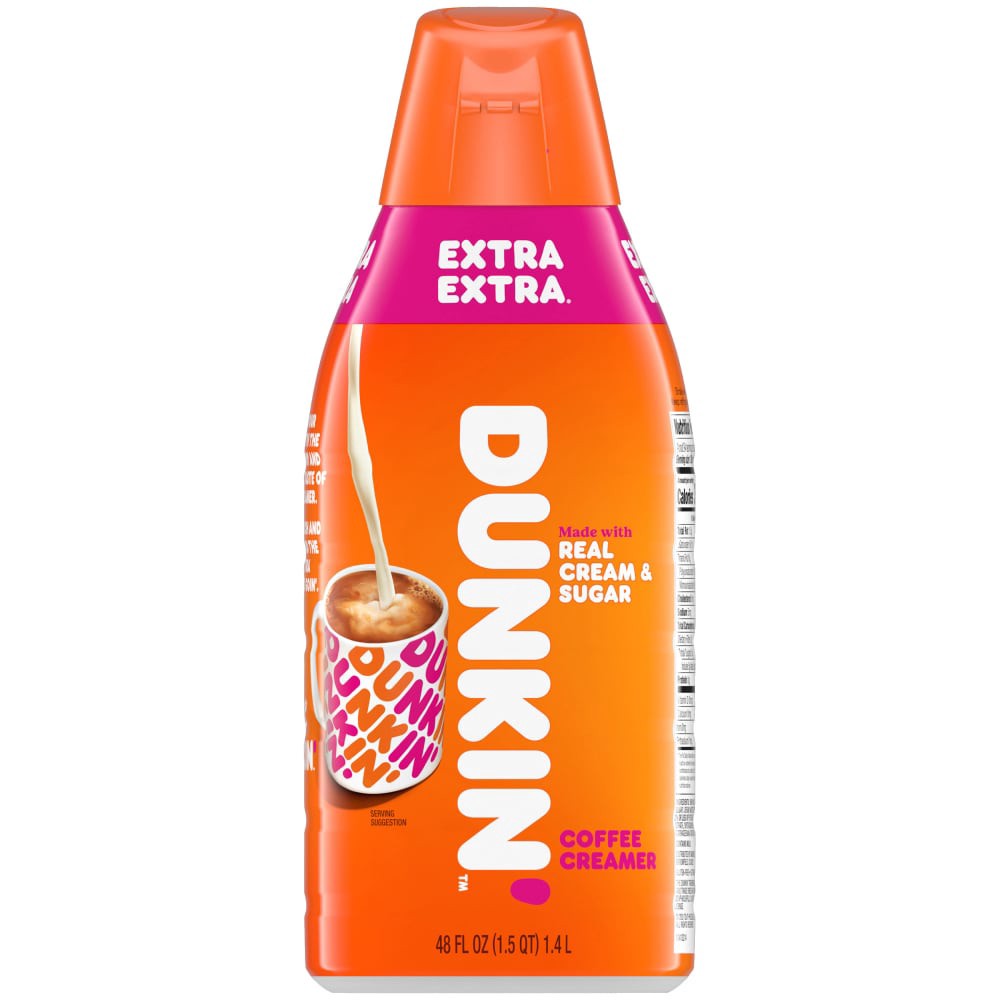 slide 4 of 6, Dunkin' Extra Extra Coffee Creamer, 48 FL OZ Bottle, 48 fl oz