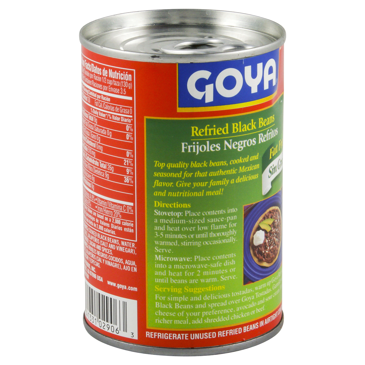 slide 3 of 4, Goya Fat Free Refried Black Beans, 16 oz