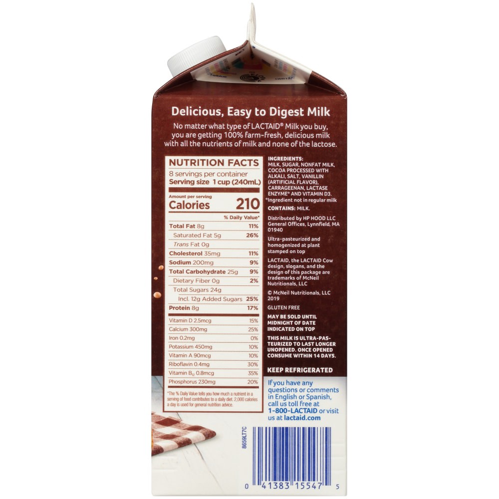 slide 4 of 4, Lactaid Chocolate Whole Milk, 64 oz, 1/2 gal