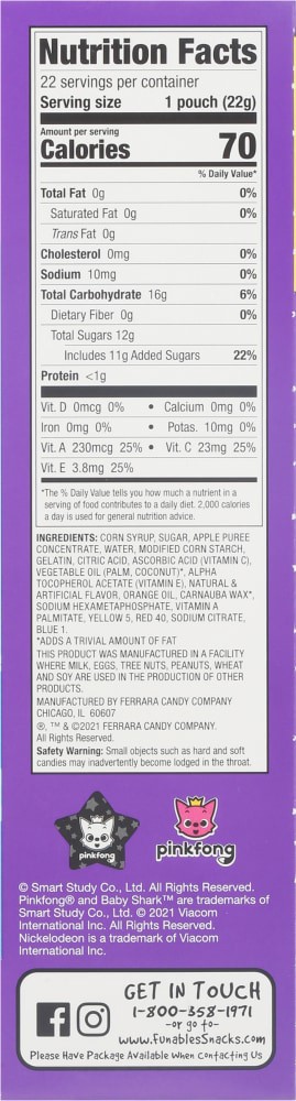 slide 6 of 6, Funables Fruit Flavored Snacks Baby Shark, 17.6 oz