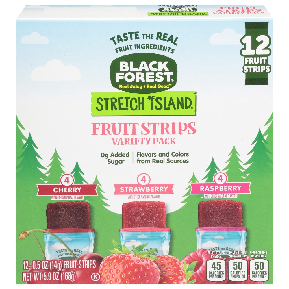 slide 4 of 5, Black Forest Cherry/Strawberry/Raspberry Fruit Strips Variety Pack 12 ea, 12 ct; 6 oz