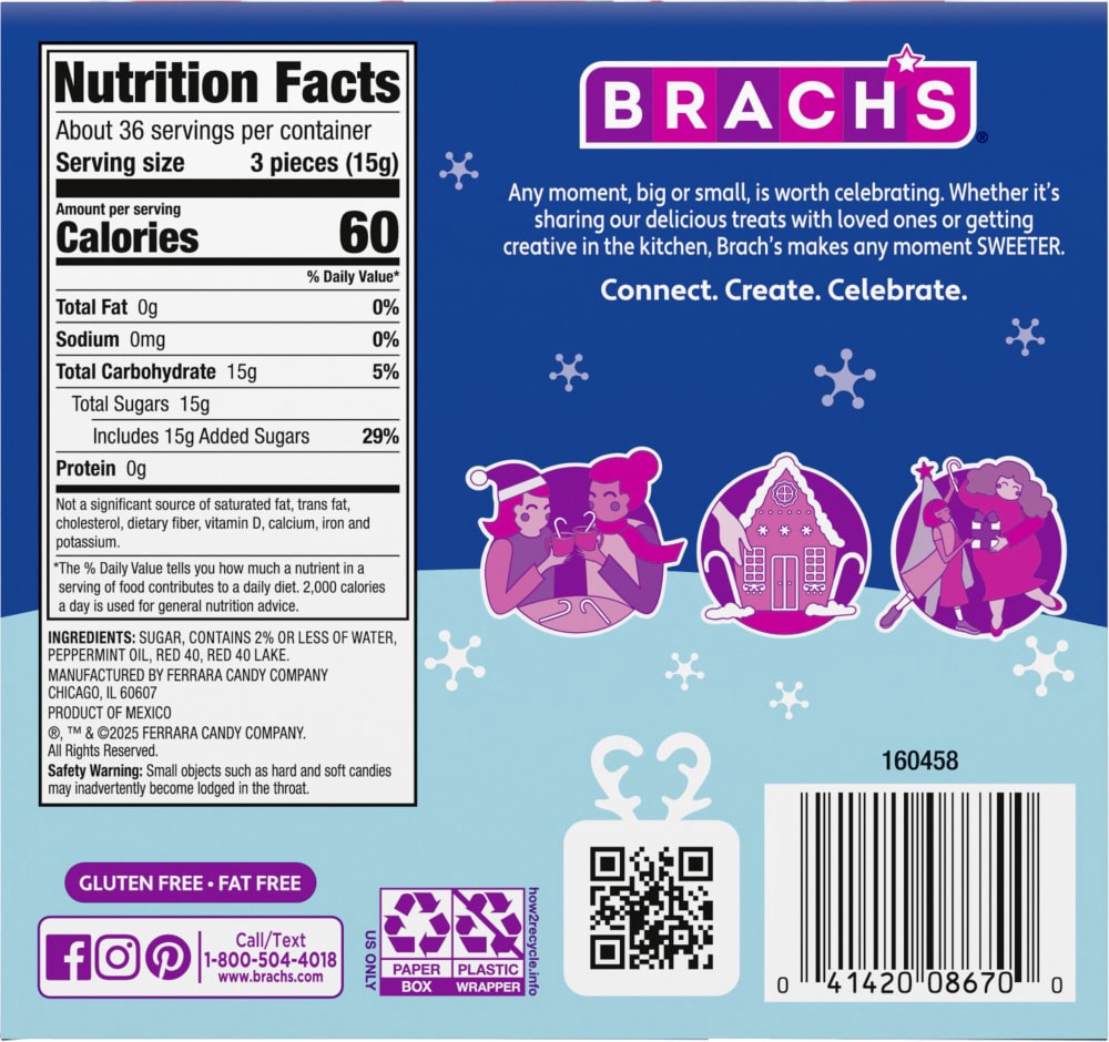 slide 5 of 5, Brach's Holiday Soft Peppermint Candies 19.4 Ounce Box, 110 ct