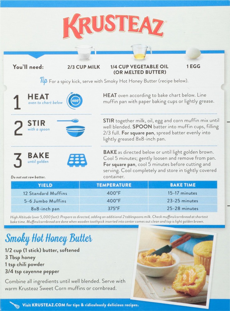 slide 4 of 6, Krusteaz Sweet Corn Muffin And Cornbread Mix - 16.0 Oz, 16 oz