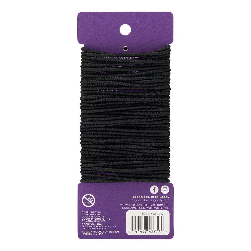 slide 2 of 2, Goody Ouchless Black Elastics, 50 ct