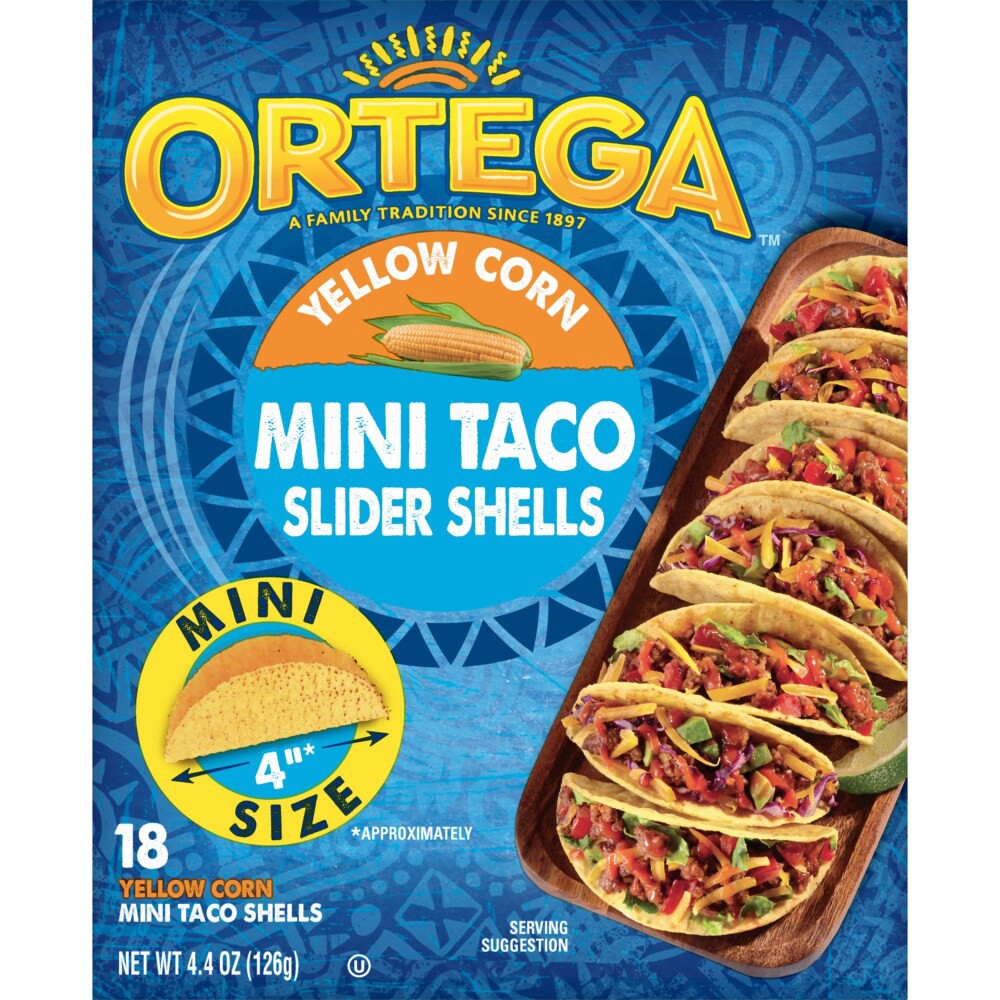 slide 3 of 6, Ortega Mini Taco Yellow Corn Slider Shells, 18 ct / 4.4 oz