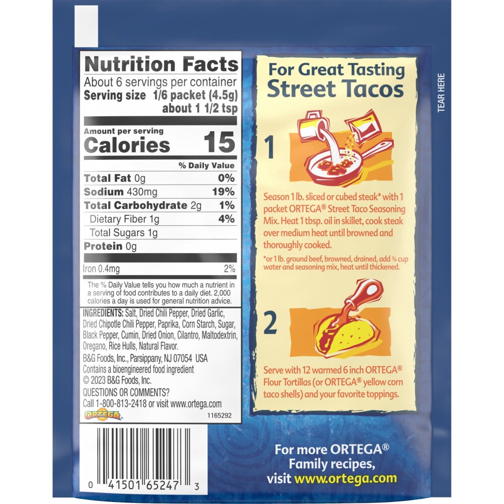 slide 5 of 5, Ortega Street Taco Original Seasoning Mix, 1 oz, 1 oz
