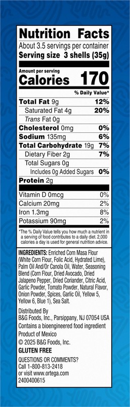 slide 4 of 5, Ortega Guacamole Taco Shells 10 count, 4.1 oz, 10 ct