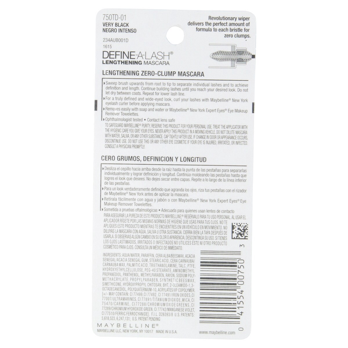 slide 2 of 4, Maybelline Define-A-Lash Lengthening Mascara - 801 Very Black - 0.22 fl oz, 0.22 fl oz