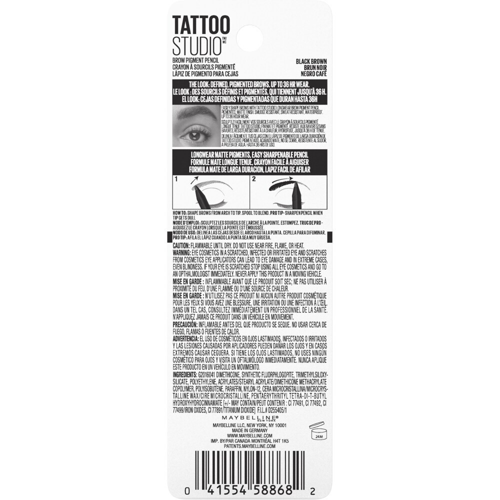 slide 2 of 2, Tattoo Studio Black Brown 262 Longwear Brow Pencil 0.026 oz, 0.026 oz