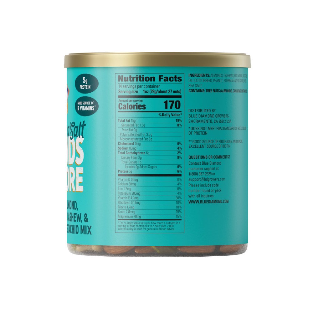 slide 3 of 6, Blue Diamond® Roasted Sea Salt Almonds And More Mixed Nuts, 14 oz