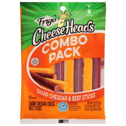 Frigo Cheese Heads Sharp Cheddar & Beef Sticks Combo Pack 8 ea