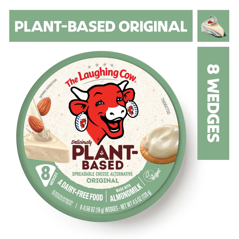 slide 6 of 6, The Laughing Cow Plant-Based Original Spreadable Cheese Wedges, 8 pack (4.5 oz), 8 ct
