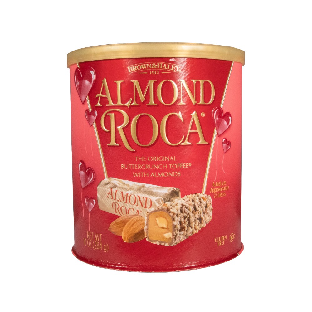 slide 1 of 1, Roca® Valentine's Day Buttercrunch Toffee® with Almonds Canister, 10 oz