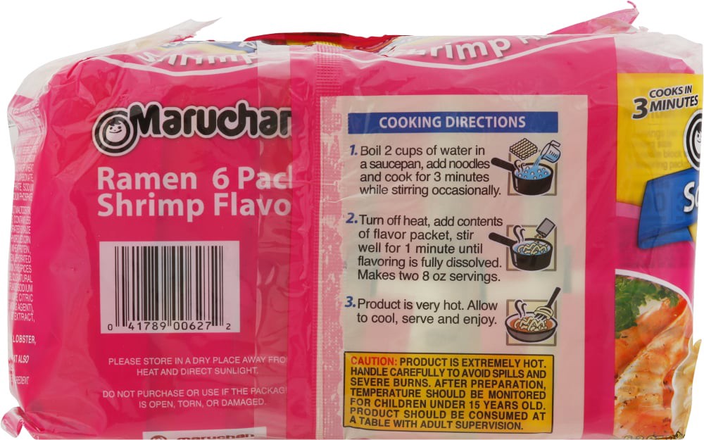 slide 2 of 4, Maruchan Souper 6 Pack Shrimp Flavor Ramen Noodle Soup 6 - 3 oz Packs, 6 ct; 3 oz