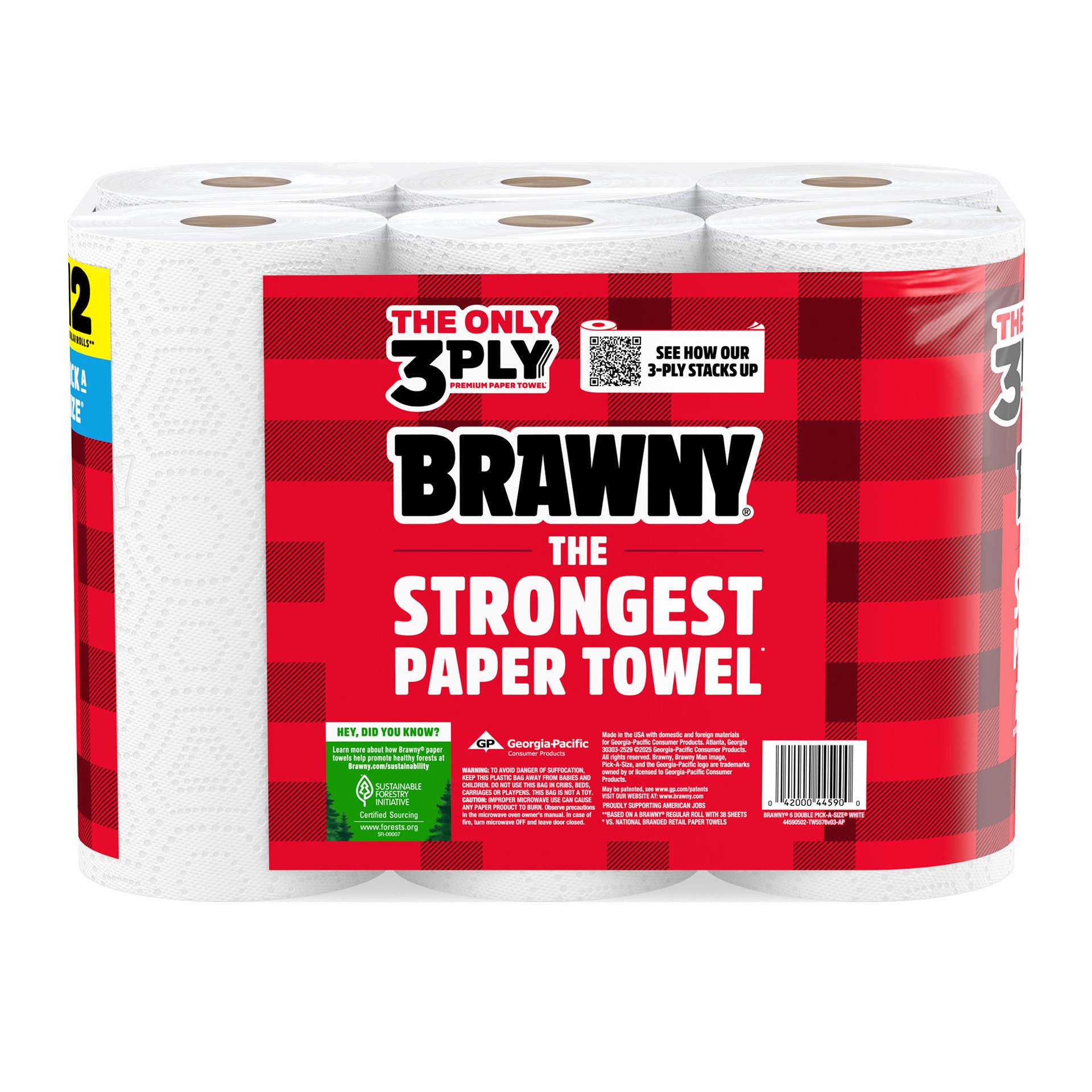 slide 4 of 5, Brawny Pick-a-size Paper Towels, 6 Double Rolls - 6 RL, 6 ct