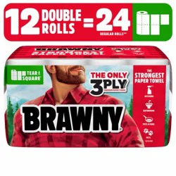 Brawny® 3-Ply Tear-A-Square® Paper Towels, Double Rolls