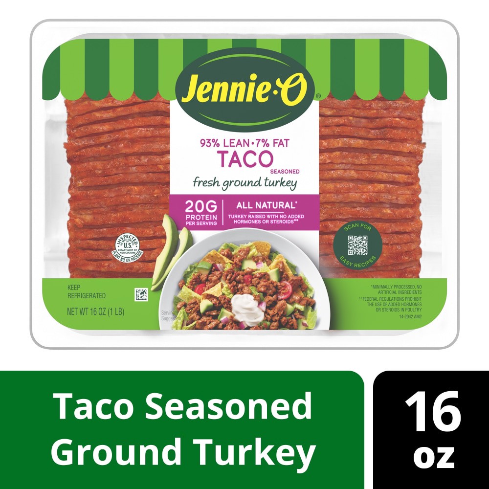 slide 2 of 2, JENNIE-O Taco Seasoned Ground Turkey - 1 lb. tray, 16 oz