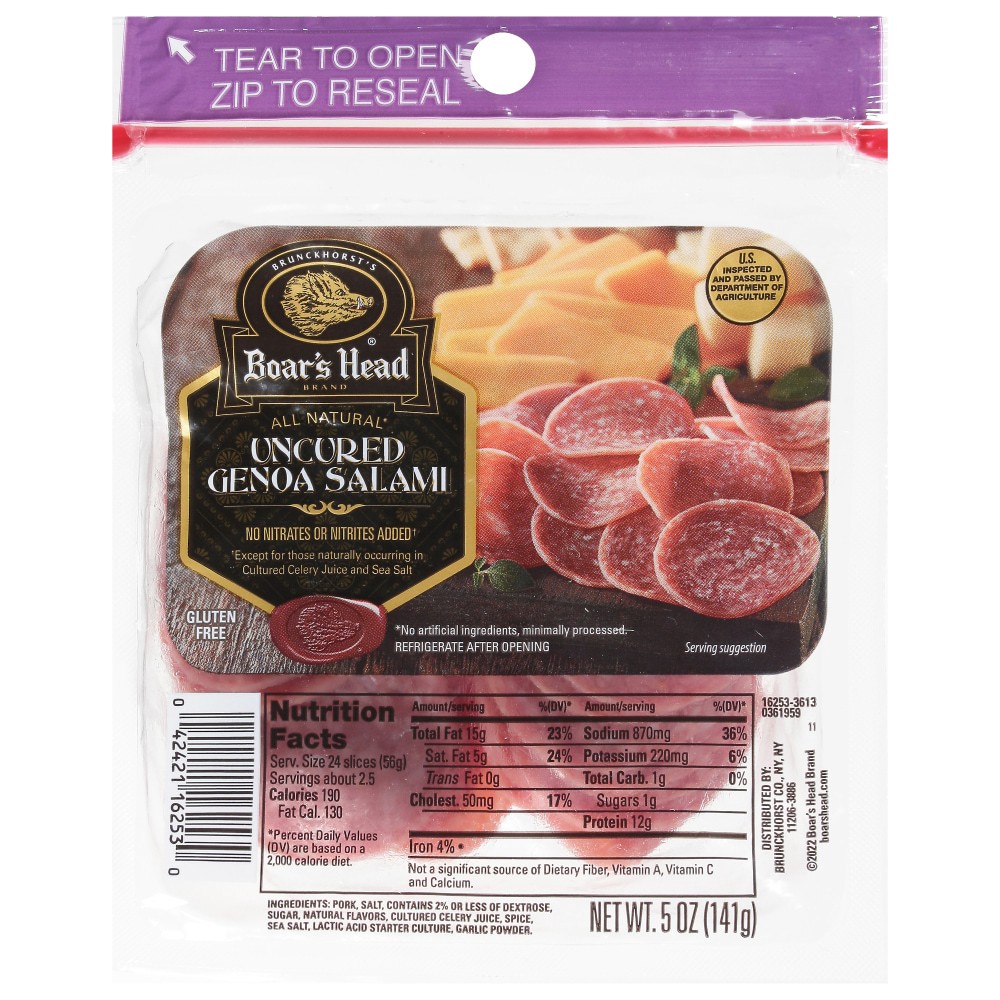 slide 5 of 6, Boar's Head Uncured Genoa Salami, 5 oz