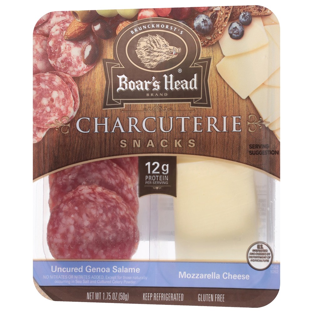 slide 3 of 6, Boar's Head Uncured Genoa Salame & Mozzarella Cheese Charcuterie, 1.75 oz