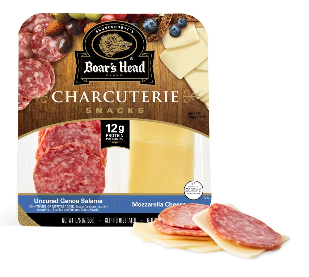slide 2 of 6, Boar's Head Uncured Genoa Salame & Mozzarella Cheese Charcuterie, 1.75 oz
